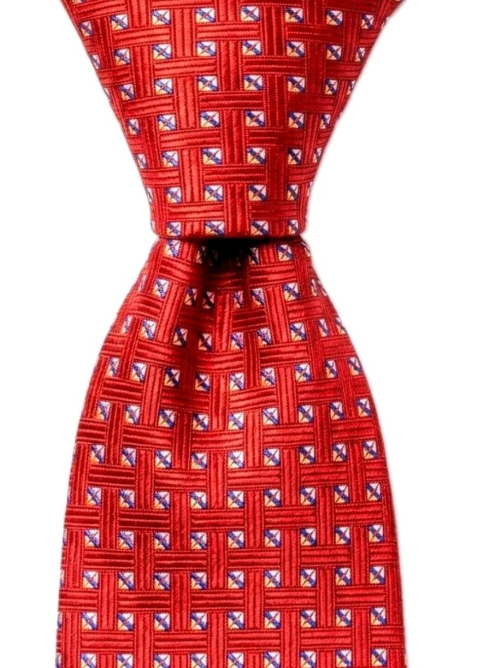 Vtg Y2K ROBERT TALBOTT LEARBURY Jacquard Maximalist Red Basketweave Silk Tie USA